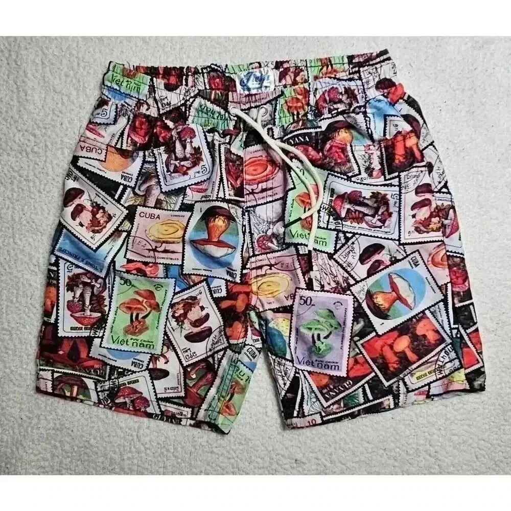 Fresh Prints of Bel-Air Mushroom Postage Stamps Shroom Shorts Size Large
